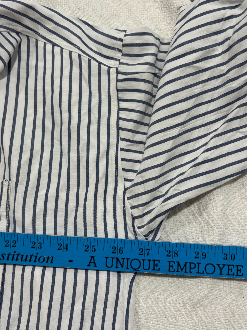 🐞Max Studio White and Navy Striped Relaxed Popover Button-Down - Picture 4 of 10